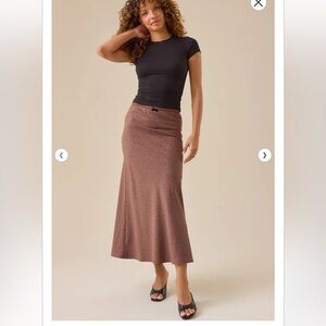 NEW ALTARD STATE Frankie Brown polka dot skirt w ruched waistband & bow detail